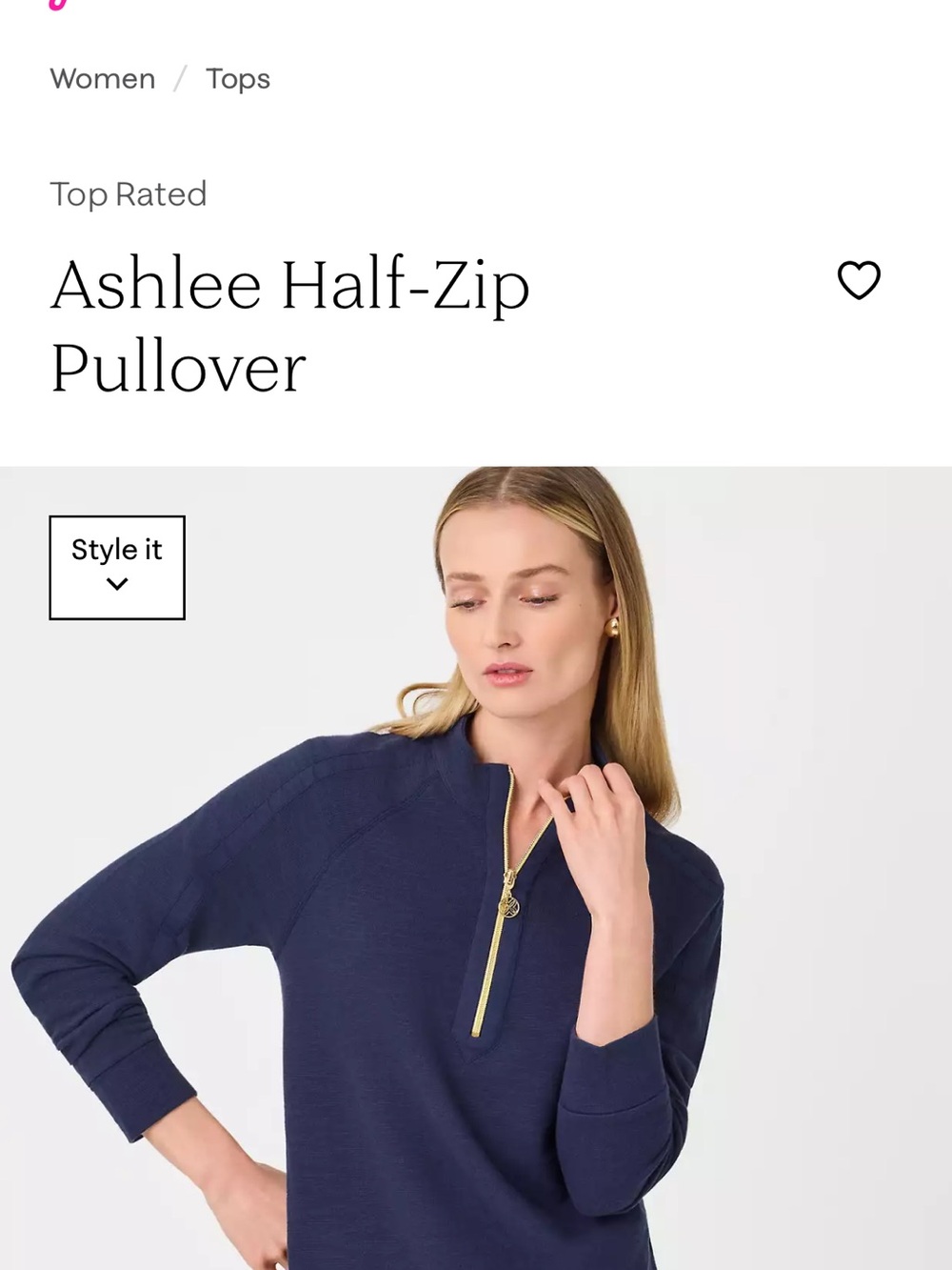 Lilly Pulitzer Ashlee Half-Zip Pullover - Navy